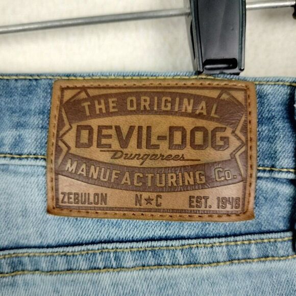Devil Dog Jeans Mens Size 32x32 Blue Taper Sanforized Stretch Light Wash DD1001 - Picture 9 of 16